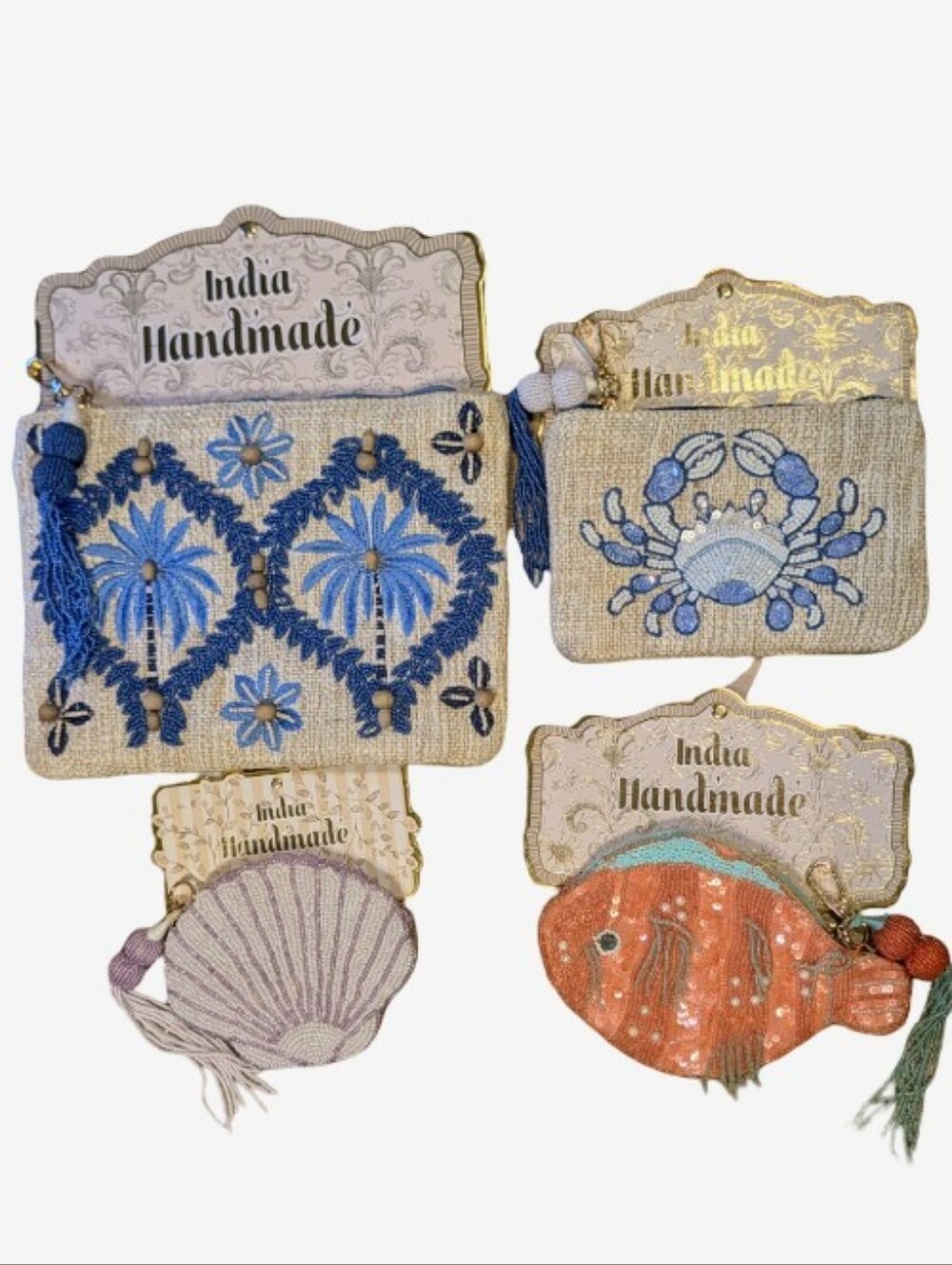 RESERVED,***Wandering Moon Beaded Bag Summer Themes 4pc Lot